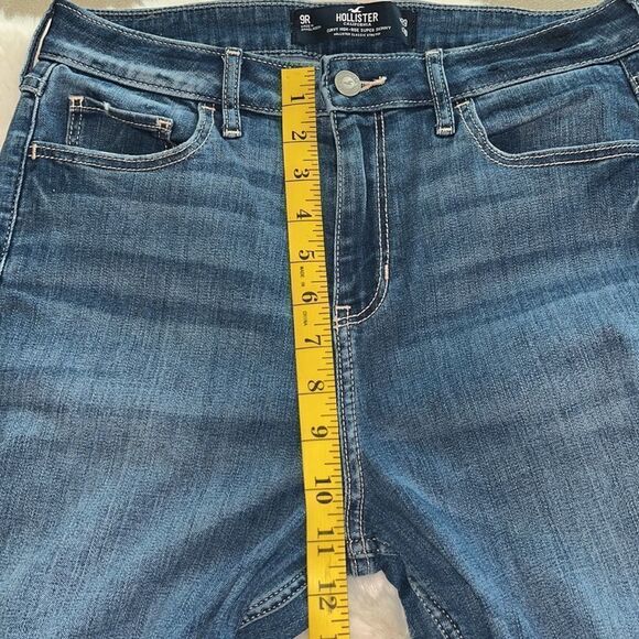 Hollister Curvy High Rise Super Skinny Distressed Frayed Hem Jeans Size 9R Jr - Picture 7 of 9